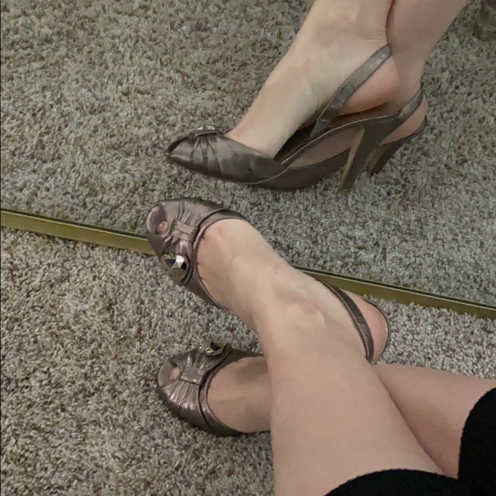 Gold sling backs